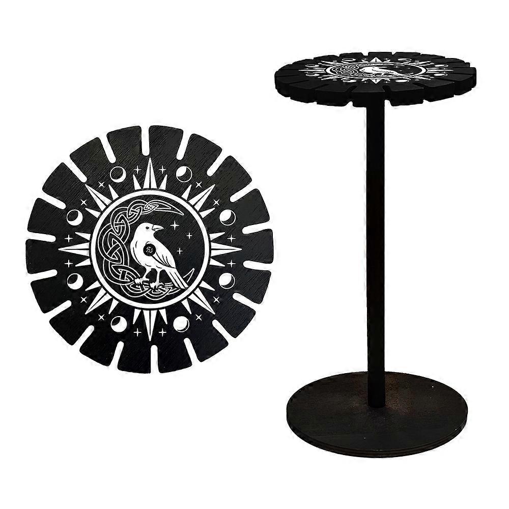 Pendulum Holder Stand Crystal Display Shelf Black Moon Crow Wooden Dowsing Divination Metaphysical Boards Witch Stuff Pendulum Holder Stand for Crysta