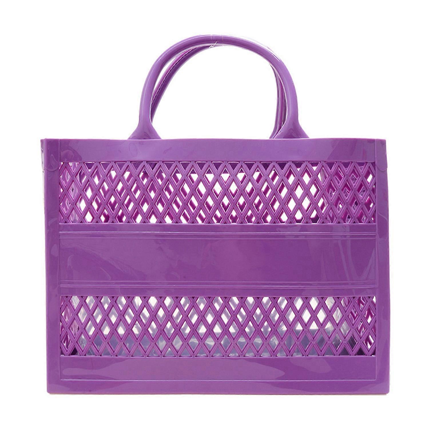 Hollow Beach Bag Portable Handle Large Capacity Sandproof Waterproof Solid Color PVC Toiletries