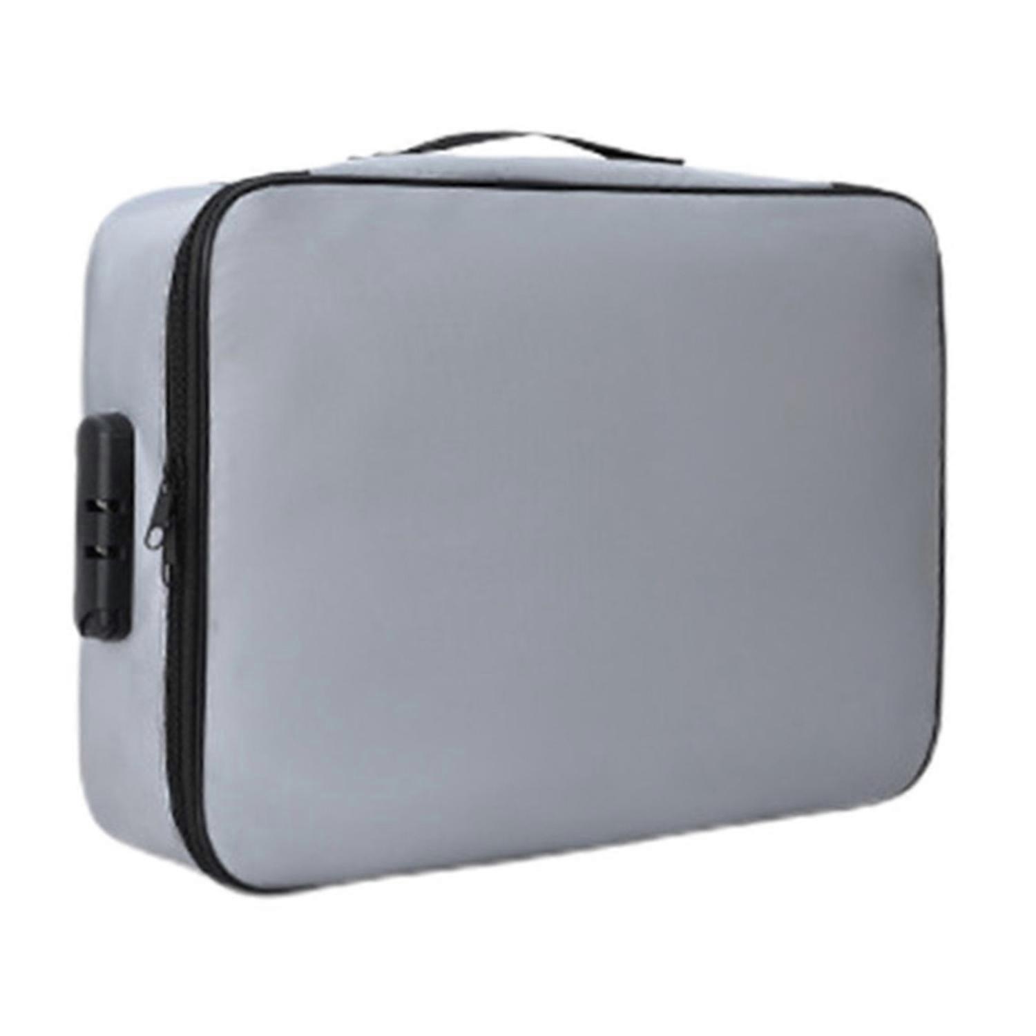 Fireproof Document Bag with Password Lock 3-Layer File Storage Case Water-Resistant Zipper Portable