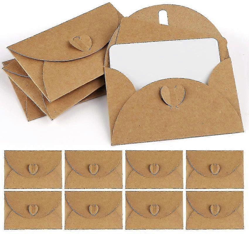 100 Kraft Paper Envelopes With 100 Blank Paper Cards, Mini Envelopes With Heart Closure For Gift Cards Diy Graffiti-ylmyFit