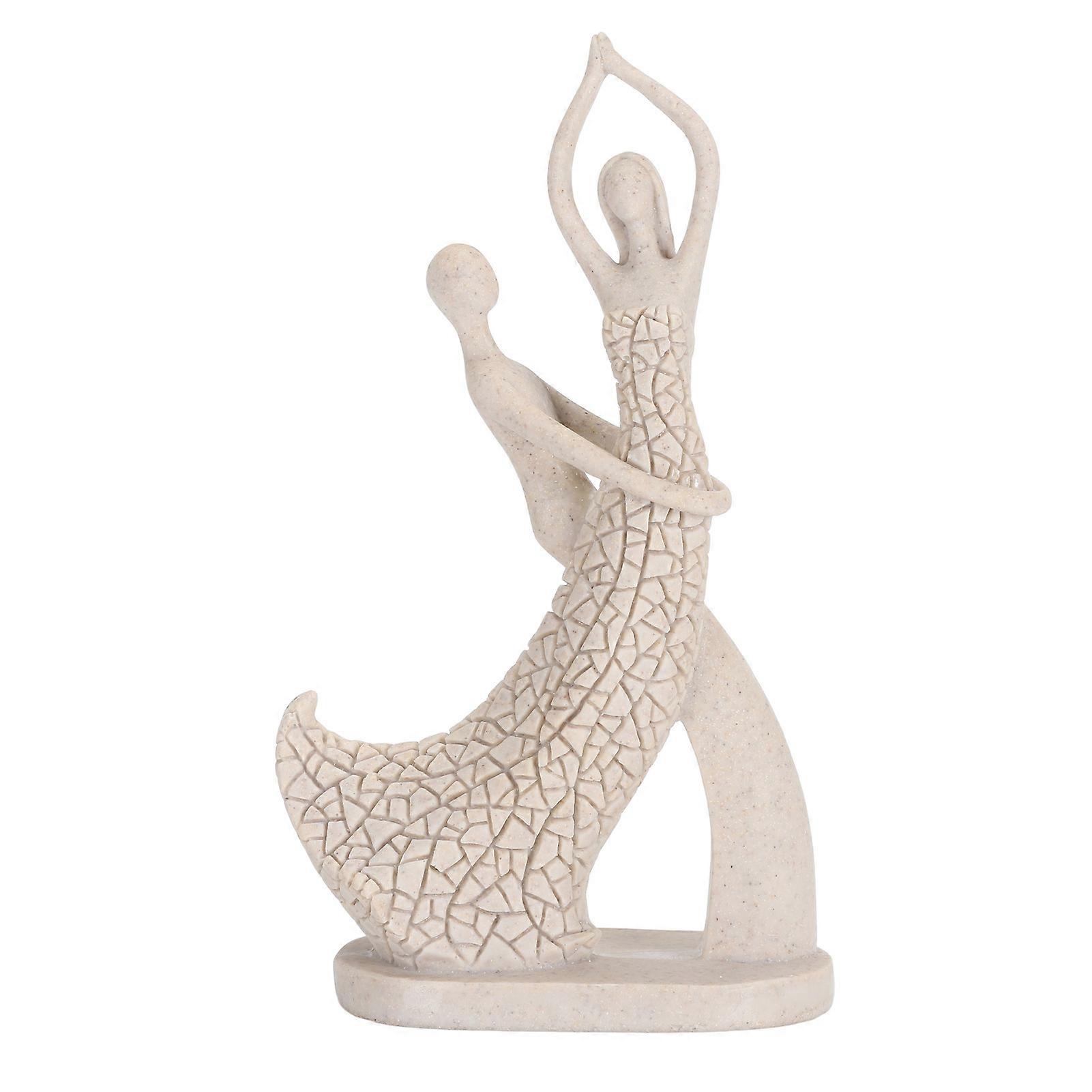 Romantic Sandstone Couple Statue - Resin Hugging Lovers Figurine with Non-Slip Pad