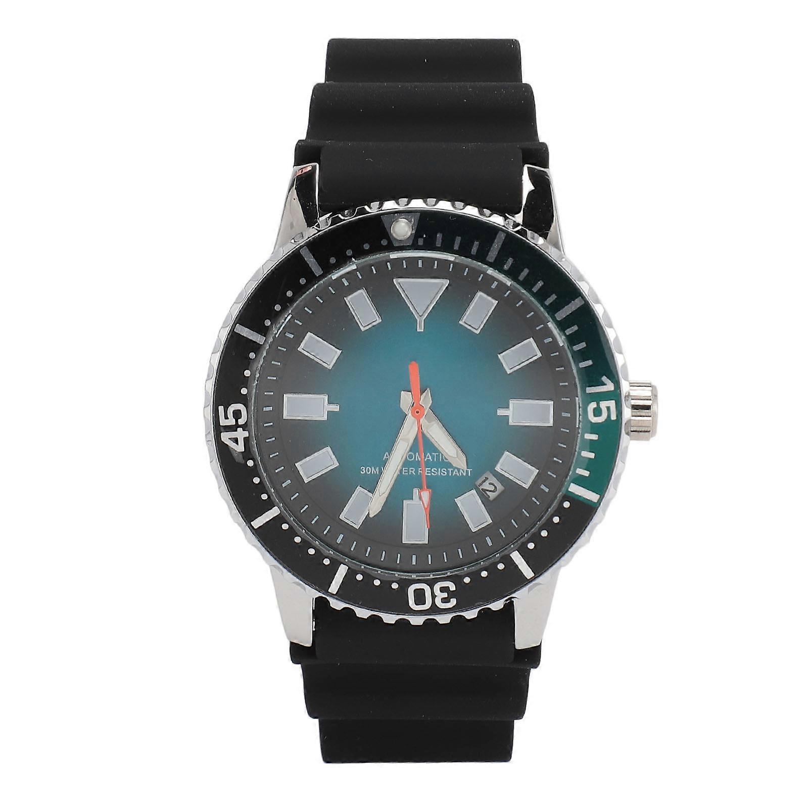 Men's Chronograph Watch: Rotatable Bezel, Self-Winding Automatic Movement with Luminous Dial in Silver Blue