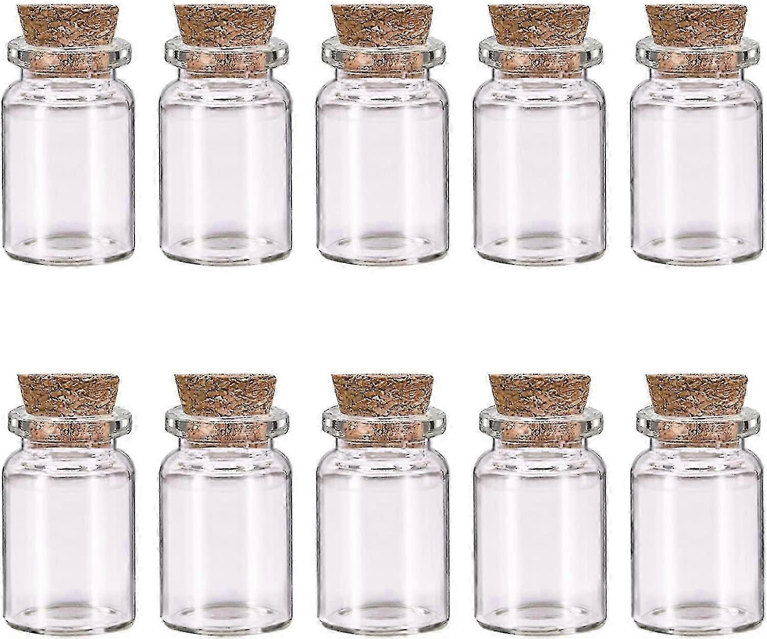 10 Pcs Small Glass Bottles With Cork Lids, Mini Glass Bottles With Stoppers Empty Spell Jars Small Message Bottles Tiny Wishing Bottles Miniature Poti
