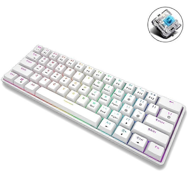 LEAVEN K28 61 Keys Gaming Office Computer RGB Wireless Bluetooth + Wired Dual Mode Mechanical Keyboard, Cabel Length:1.5m, Colour: Green Axis (White)