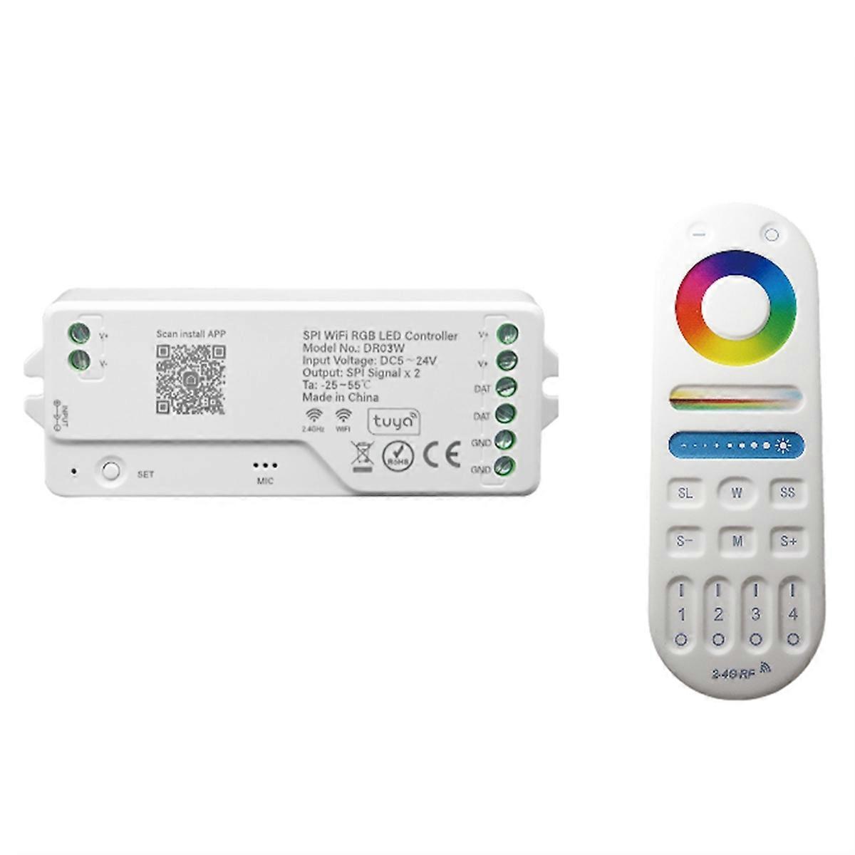 Dr03W Tuya Spi Wifi Rgb Led Controller Dimmer Work with for Alexa Home Wifi Wireless Control for Rg