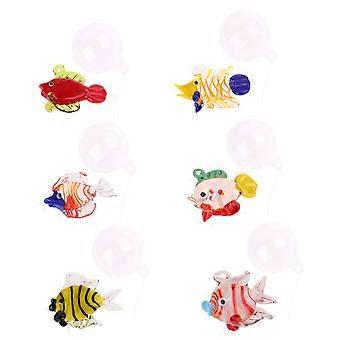 6Pcs Glass Bubble Fish Hanging Decorations,Assorted Glass Fish Bubble Hanging Charm, Aquarium Float Decors