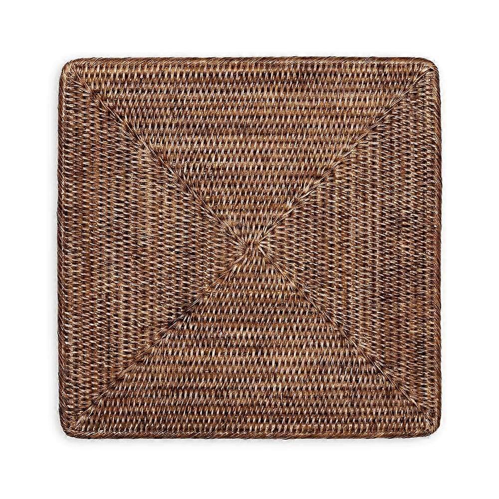 Set of 2 Square Rattan Placemats For Dining Table Natural Finish