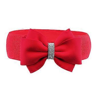 Ladies Wide Stretchy Cinch Belt with Bowknot Decor Belt Waistband for Jeans-Good