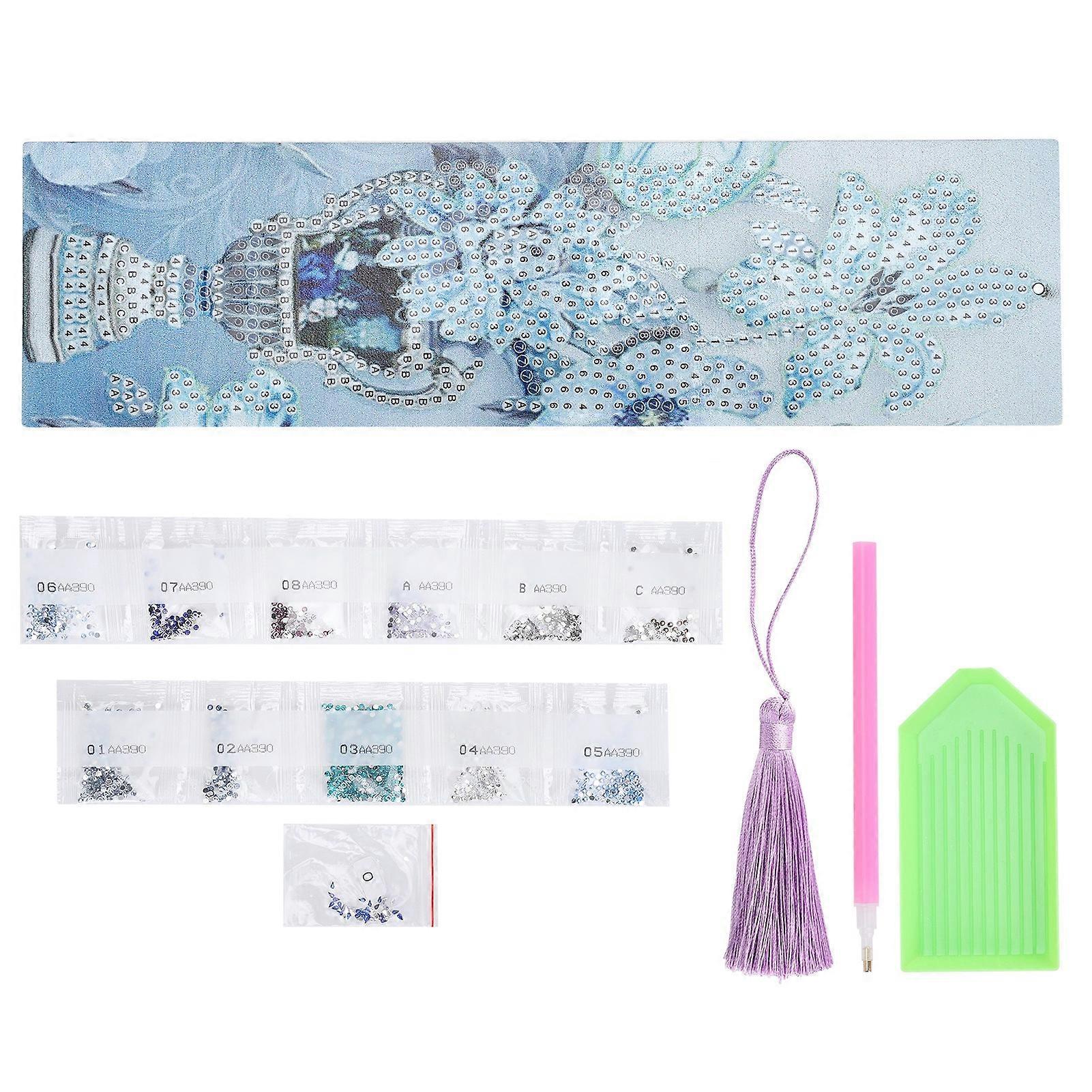 DIY Diamond Painting Bookmarks with Tassel Craft Kit for Home Office School, AA390 Vase Design, Colorful and Creative
