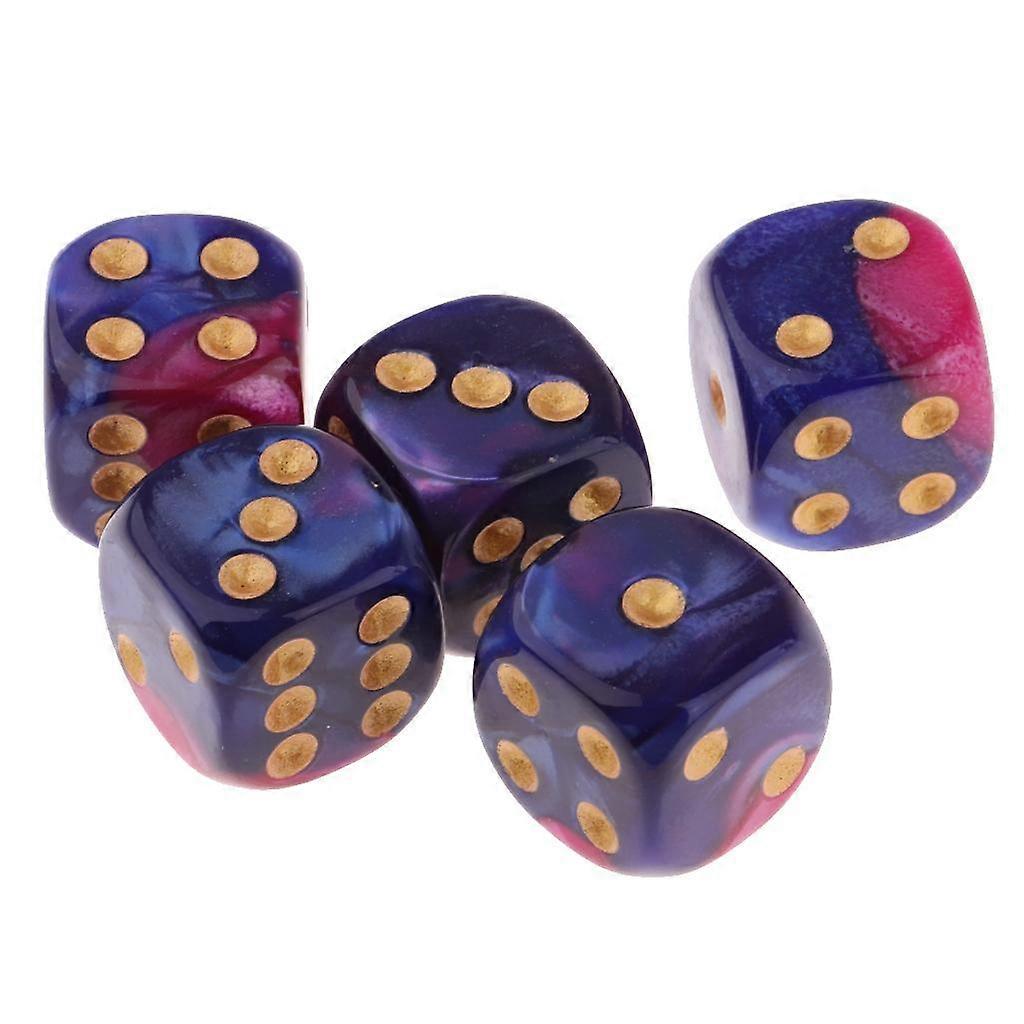 5pcs 16mm Opaque Six Sided Spot Dice Games D6 D&D RPG Purple blue