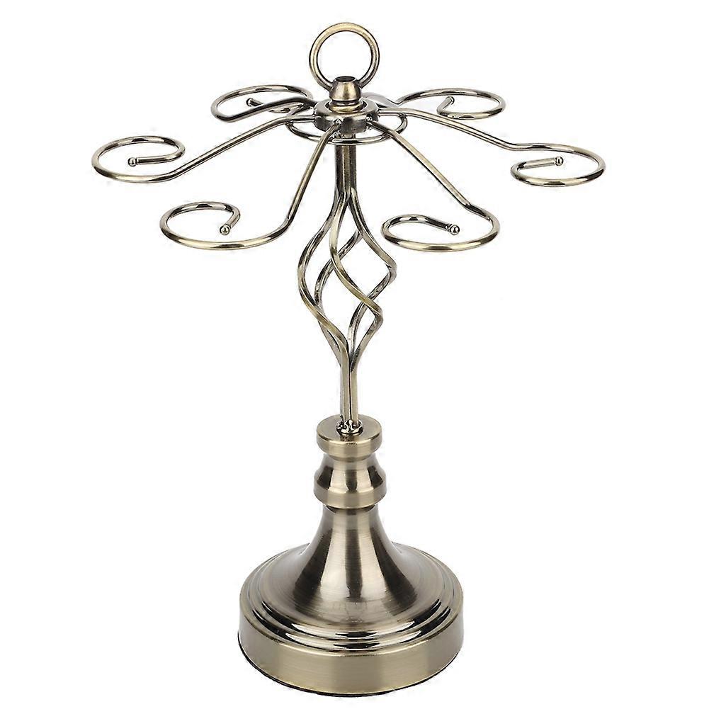 Rotation standing Tabletop Stemware Storage Display Rack  Glass Cup Holder with 6 Hooks