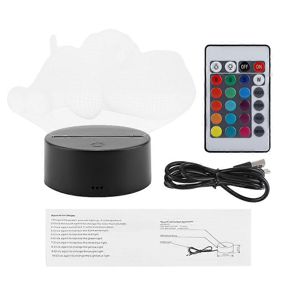 USB Seven-Color Night Light with Touch Switch and 3D Acrylic Panel for Home Decor and Mood Lighting