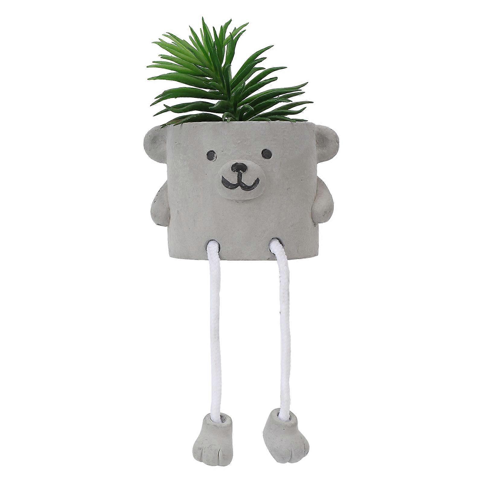 Fake Succulent Plants For Vintage Looking Artificial Decor, Cute Design With Patterns On The Pot And Hanging Legs For Rustic Decor, Easy Maintenance
