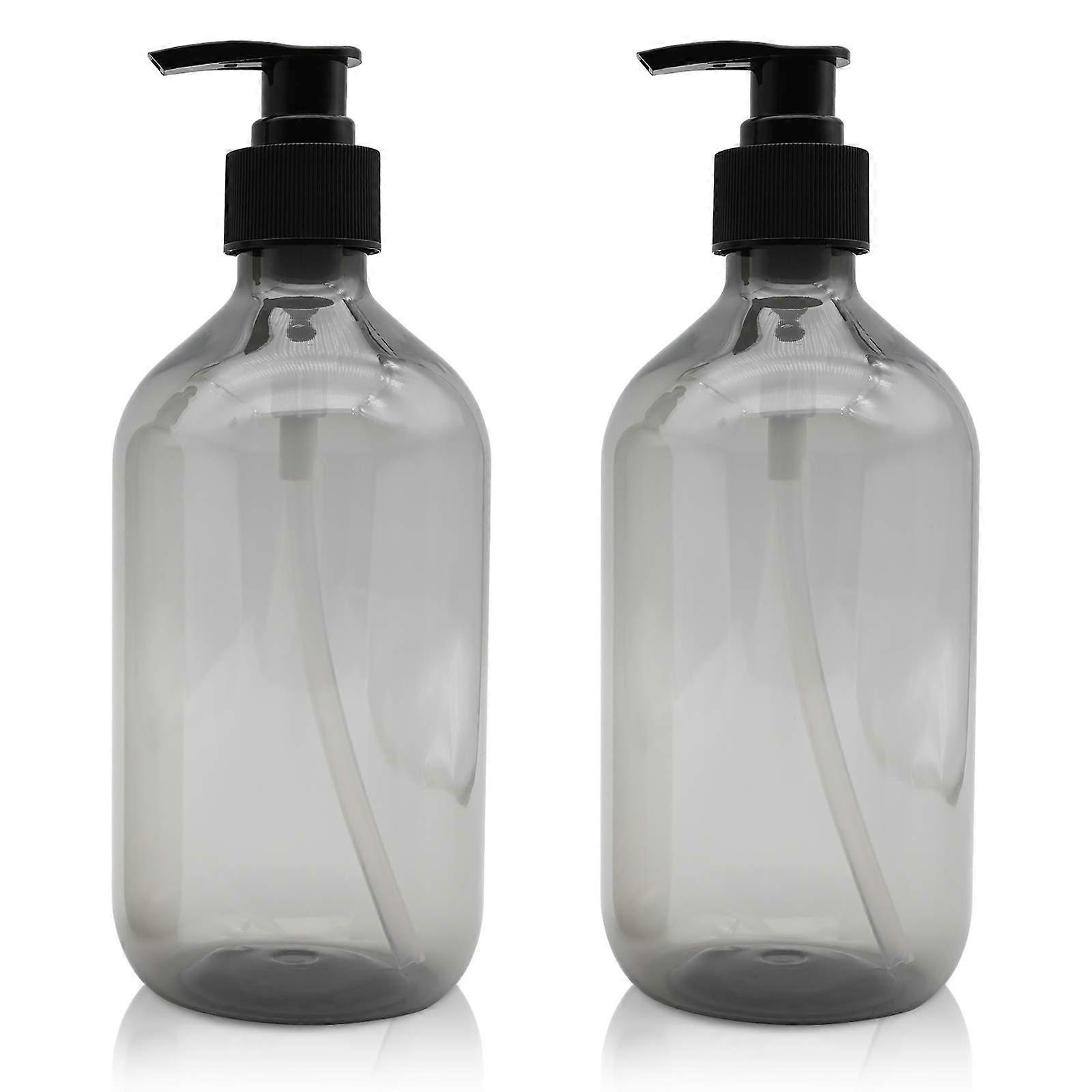 Set of 2 Crystal-Clear Multipurpose Dispenser Pump Bottle, Vintage-Modern Design 500Ml Empty Shampoo Bottles for Eco-Friendly Bathroom Decor