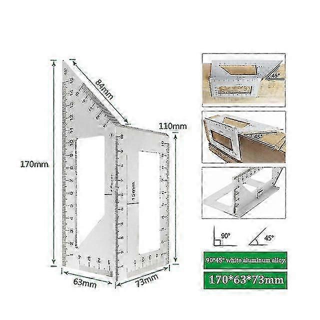 Multifunctional Square 45/90 Degree Gauge Angle Ruler Measuring Woodworking Tool