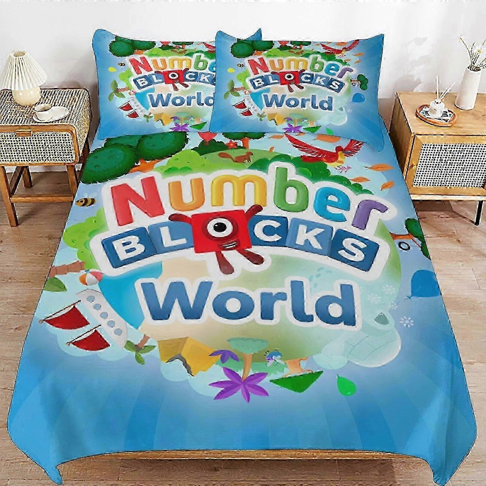 v1374 ملاءات السرير Numberblocks غطاء لحاف سرير ستوكات الفراش Se3D مطبوعة خفيفة الوزن 3 قطعة المعزي Se ، (1 غطاء لحاف و 2 وسادة) سرير S