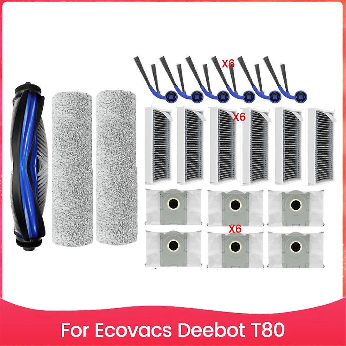 21PCS Roller Side Brush Hepa Filter Dust Bag Replacement for T80 Vacuum Cleaner Spare Parts