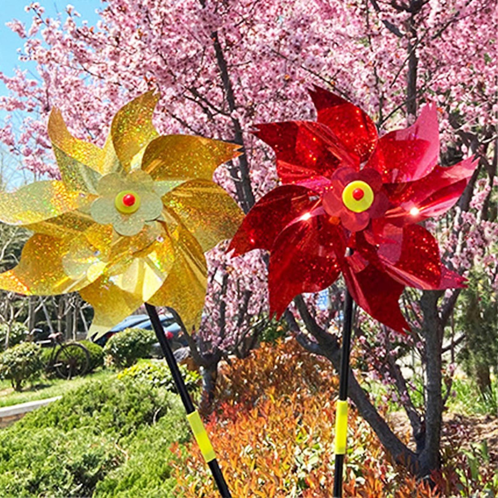 5Pcs Pinwheels Sparkly Reflective PET Bird Repeller Sparkly Pinwheel Windmill for Garden-Good