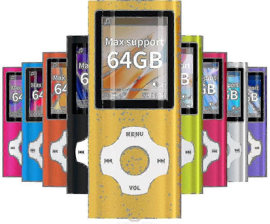 Mp3 Player / Mp4 Player, Mp3 Music Player With 64gb/ 32gb/16gb Memory Sd Digital Lcd 1.82''yellow-8GB