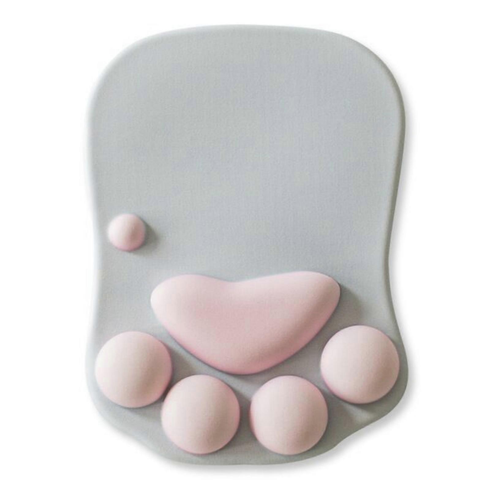 Lovely Kitten Claw Shaped Mouse Mat with Wrist Support for Office and Home Use Durability Silicone Base Gray powder