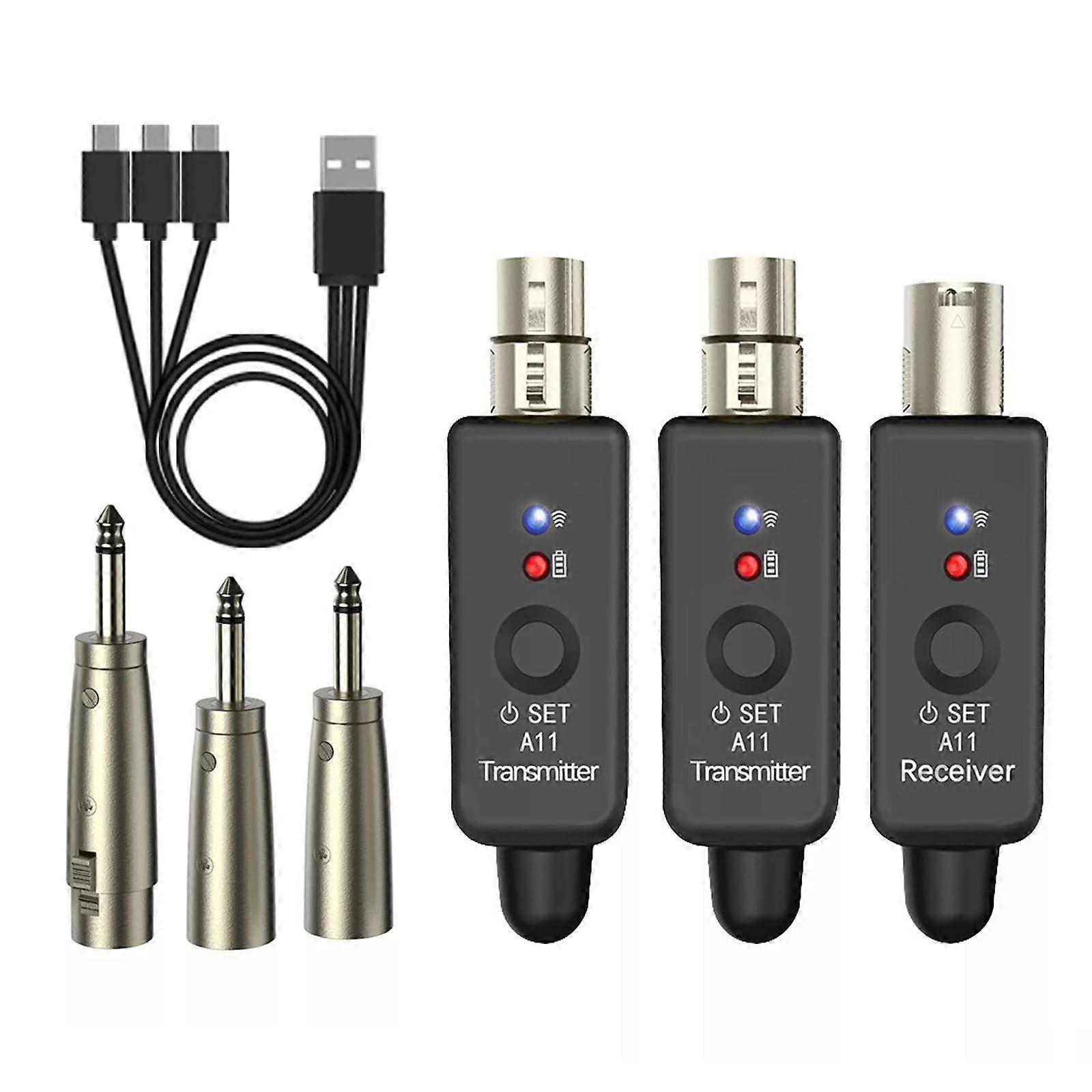 Rechargeable Microphone XLR Transmitter Receiver Wireless Set, Microphone System for Microphone
