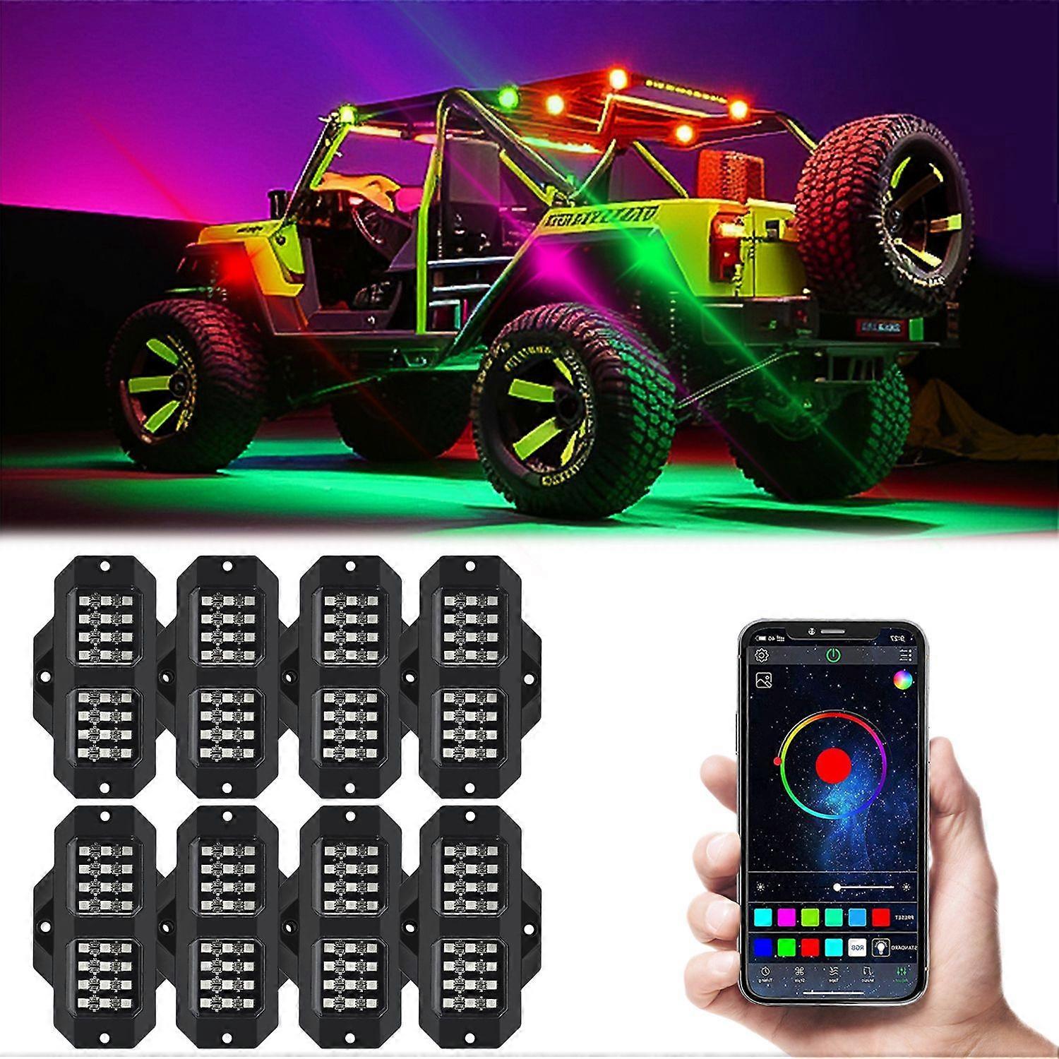 G1 8 In 1 RGB Auto Underglow Light Music Sync Bluetooth-kompatibles LED-Rock-Light-Kit für SUV-LKW