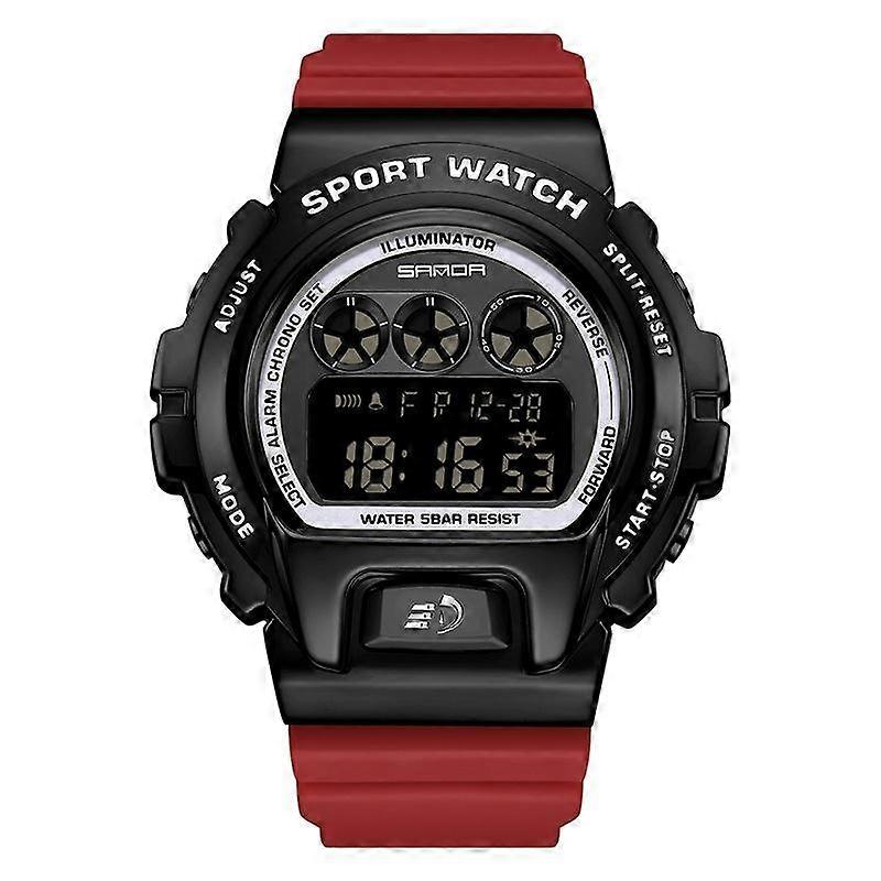 SANDA 2127 Electronic Single Movement Watch Red Black