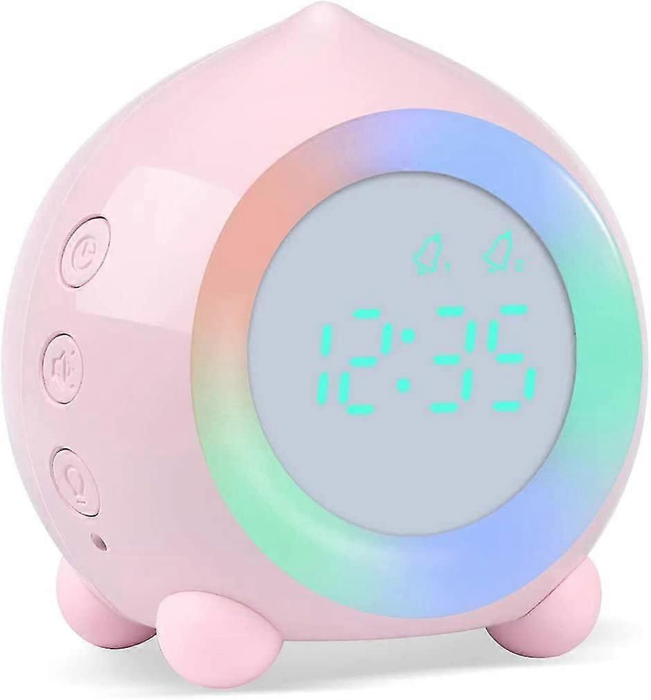 Sunrise Simulator With Digital Alarm Clock For Children With Led Night Light For Boy, Taoqu Intelligent Alarm Clock Night Light, Pink