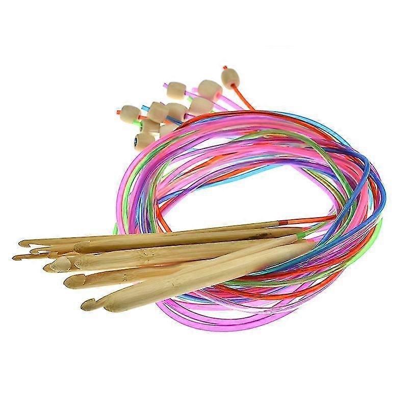 DIY編み物ツールループニードルウールループニードル、木製ループニードルかぎ針編みフックアクセサリーセット