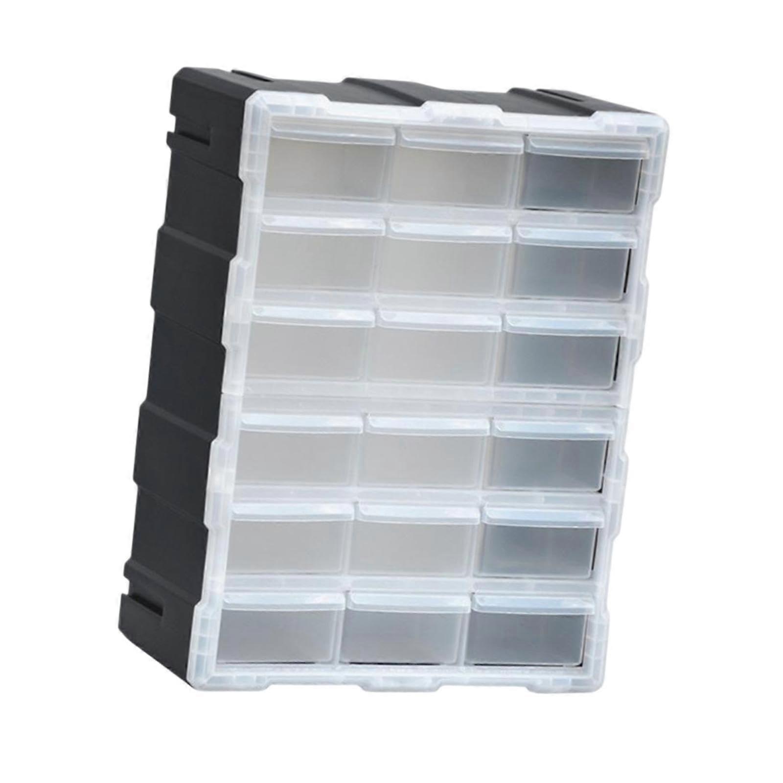 18-Compartment Screw and Fastener Organiser Box - Durable Plastic Storage Container for Hardware and DIY Projects