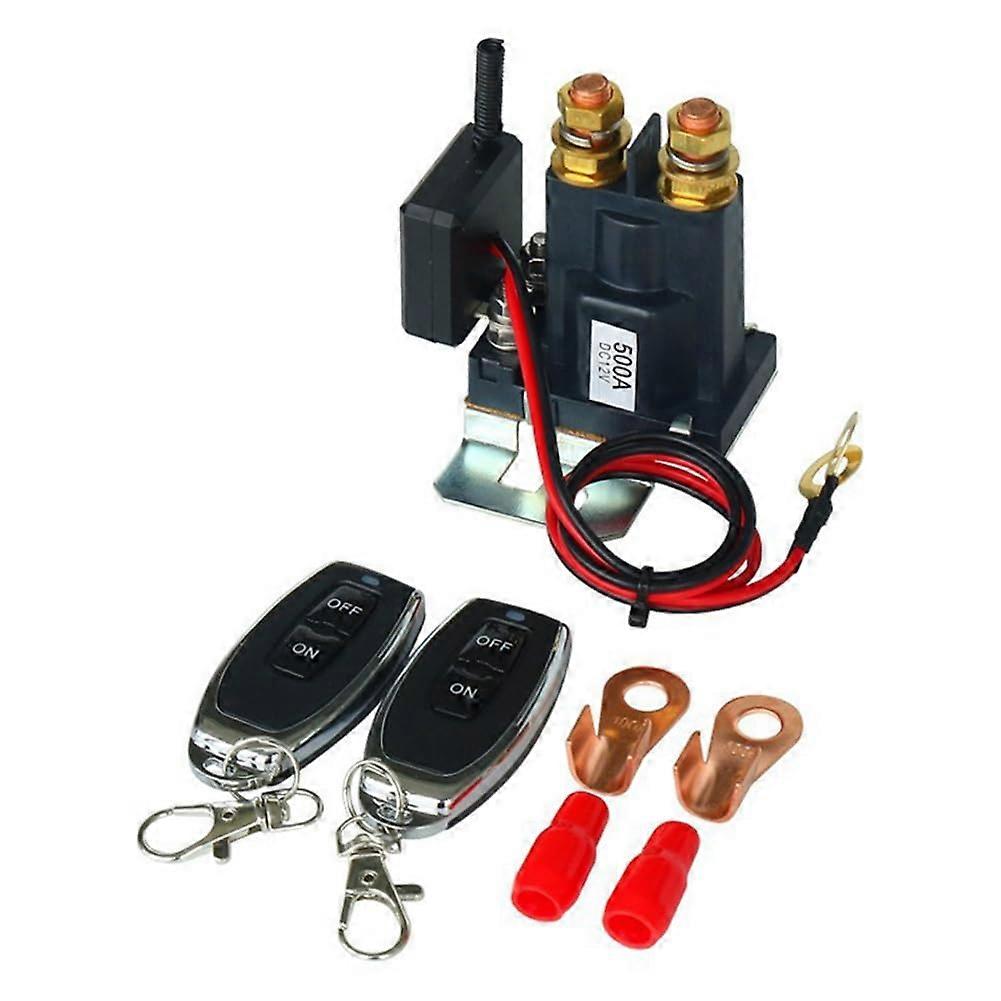 Remote Battery Disconnect Switch Upgraded Key 12V 500A for Car Truck RV Battery Switch Isolator with 2 Keys, Black, 500398164
