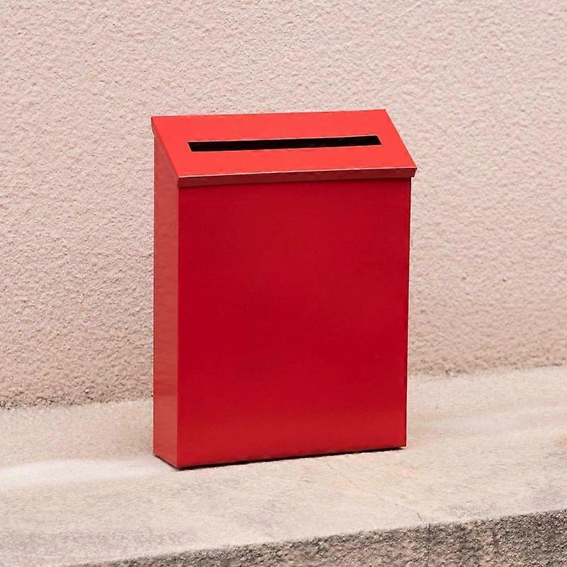Retro Mailbox Wall-Mounted Letterbox Vintage Iron Decorative Mailbox Farmhouse Letter Holder for Home Office Outside Use Red