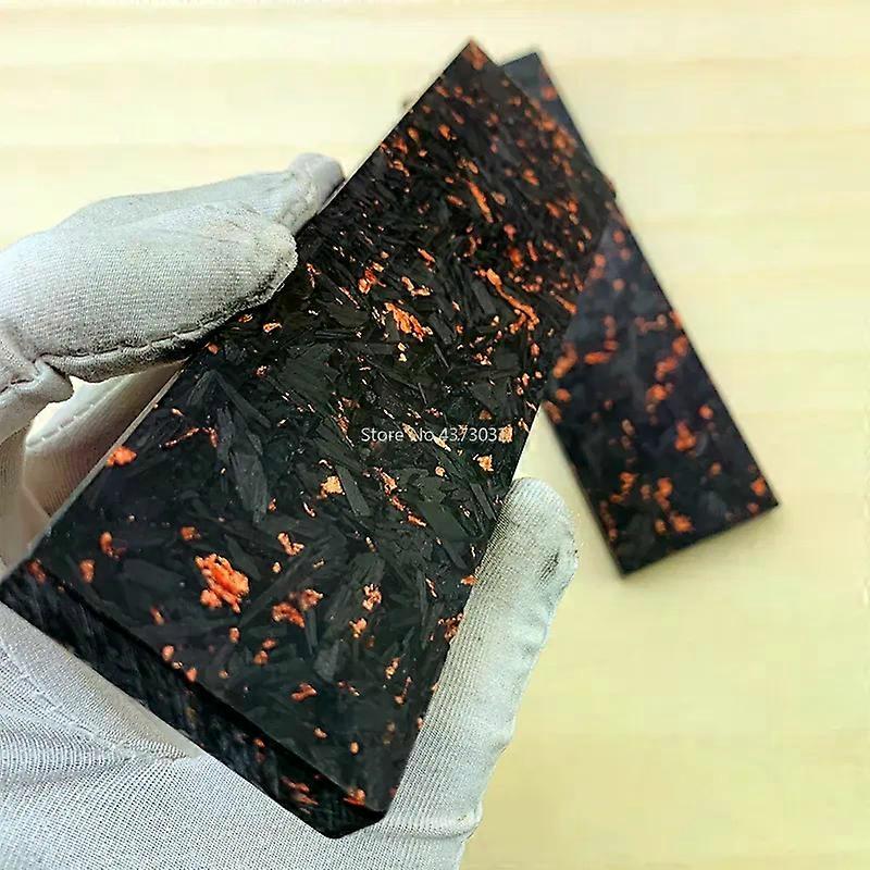 Shibingsheng 1piece CF Copper Foil Powder Compression Patch Plate for DIY Knife Handle Material Carbon Fiber Black Marble with Resin