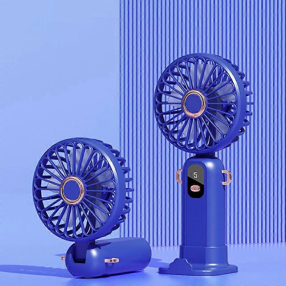 ZD01 LED Display Mini Handheld Fan 5 Speeds Adjustable Foldable Cooling Fan with Phone Holder