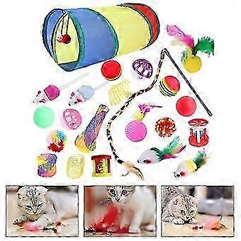 22pcs/set Cat Toys Multiple Type Interactive Toy Assortments Kitten Tunnel Toys Set For Indoor
