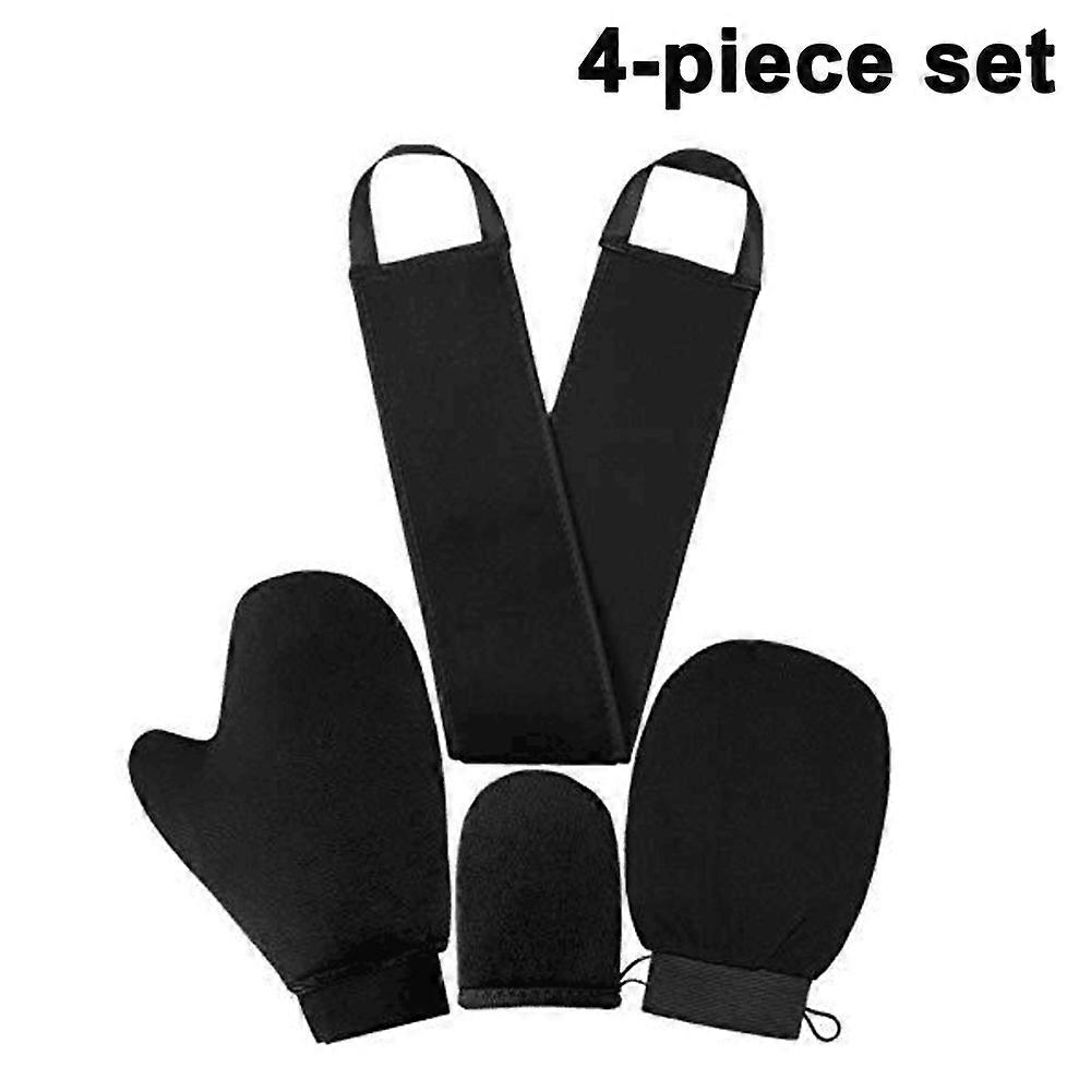 Set of 4 Sun Protection Gloves Applicator Set, 3 Size Self-tanning Applicator Mitt and Tanning Applicator-Black-
