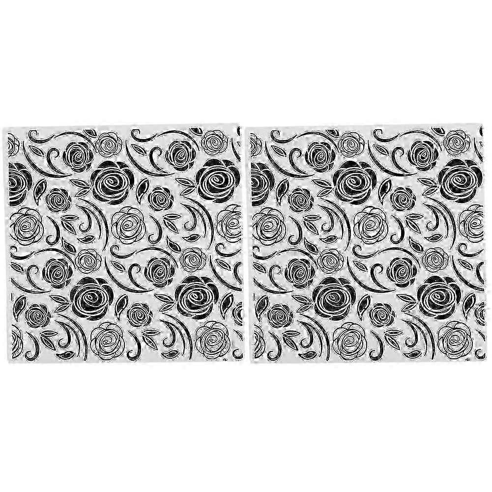 2Pcs EM200 Embossing Folder Rose Pattern DIY Plastic Embossed Template Paper Crafts