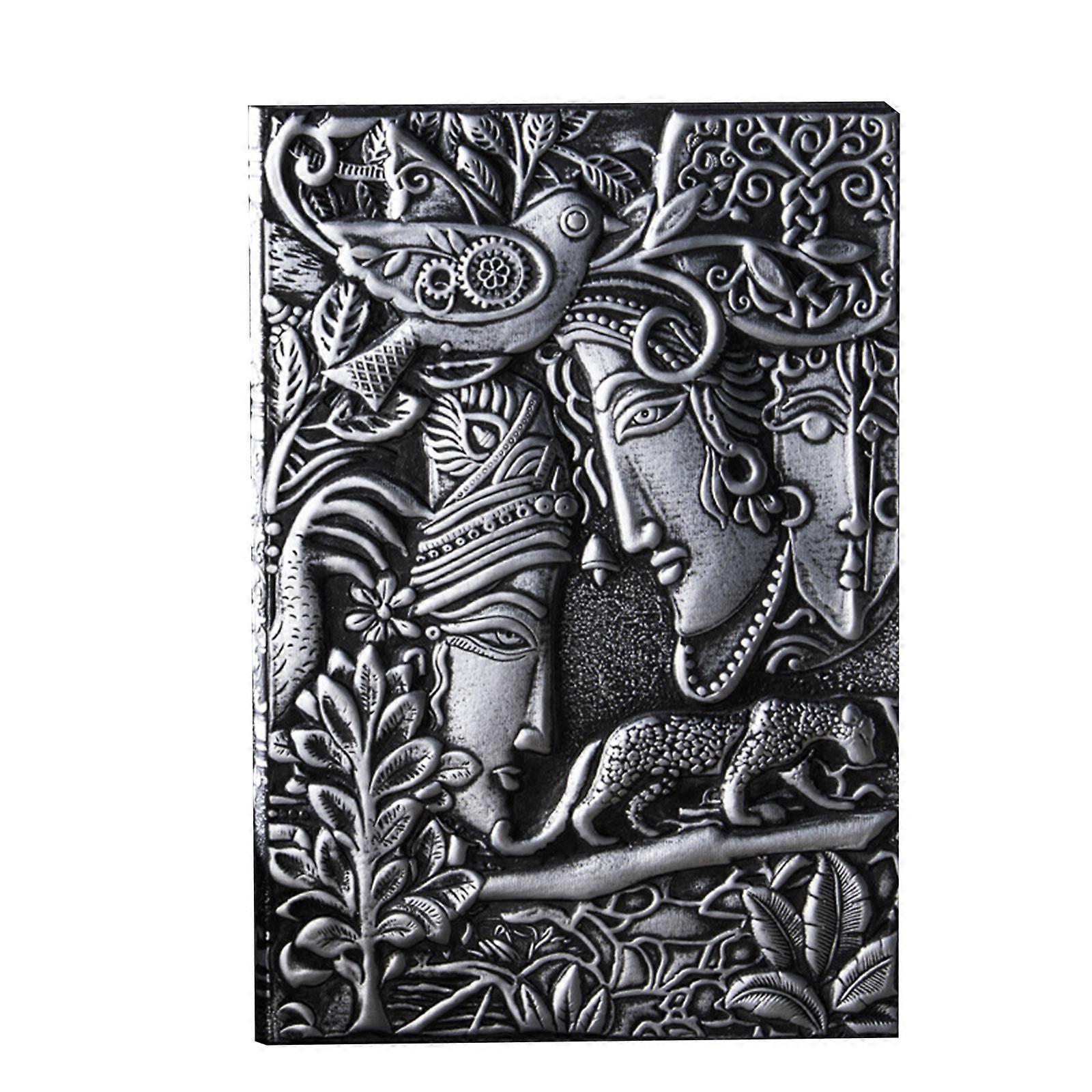 Notebook PU Leather Bound Daily Notepad Office Business Notebook Diaries 200 Sheets, Thick Journal Meeting Notebook silver
