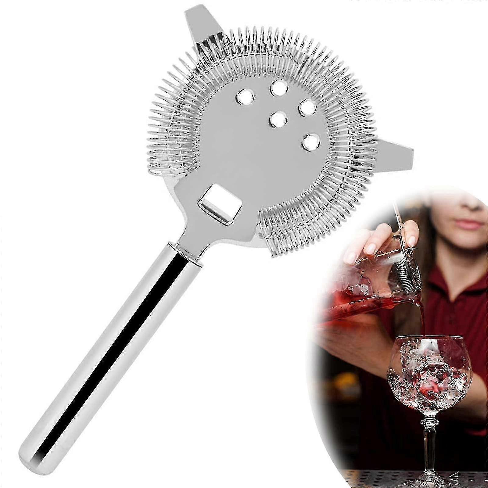 2pcs Edelstahl Cocktail Sieb Bar Getränkefilter Eisschüttler Silber