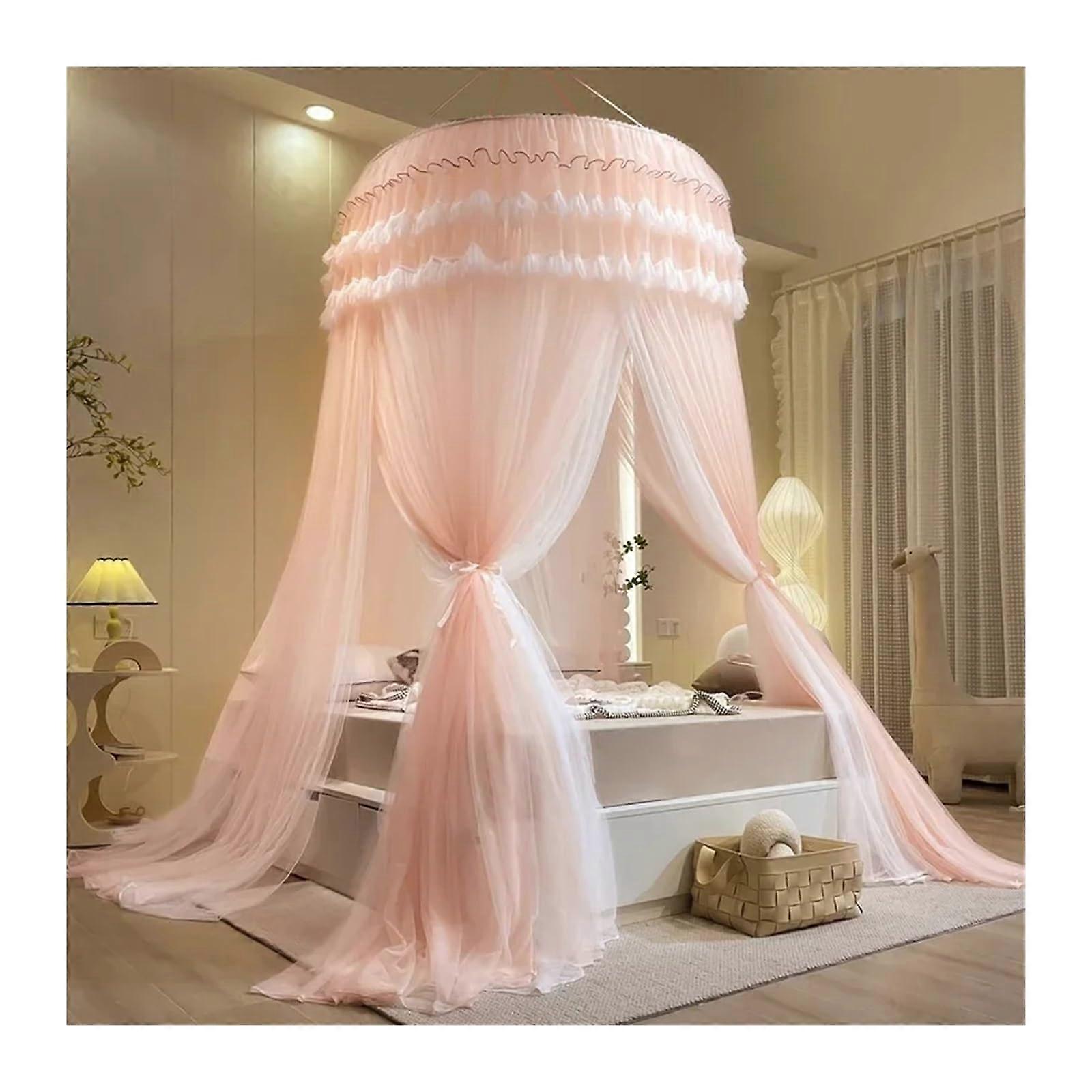 Baldachin canopy Sommerbett summer bed Moskitonetz mosquito net Doppelschicht threedoor Decke type hanging Light Pink