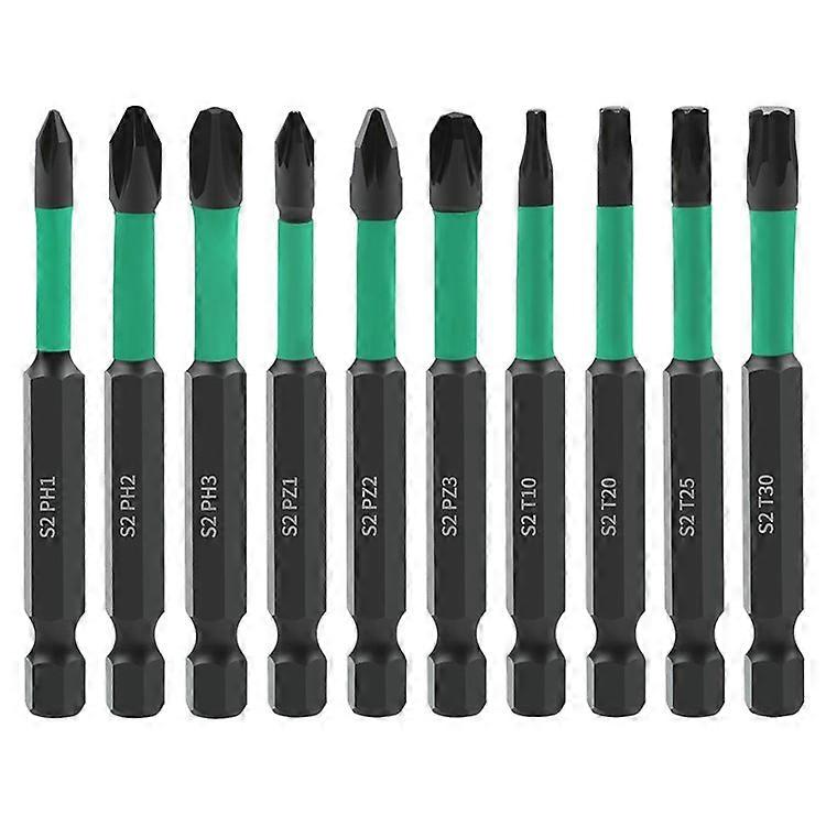 10Pcs Magnetic Hex Shank Electric Drill Bits Set S2 Alloy Steel Phillips Pozidriv Torx Bits