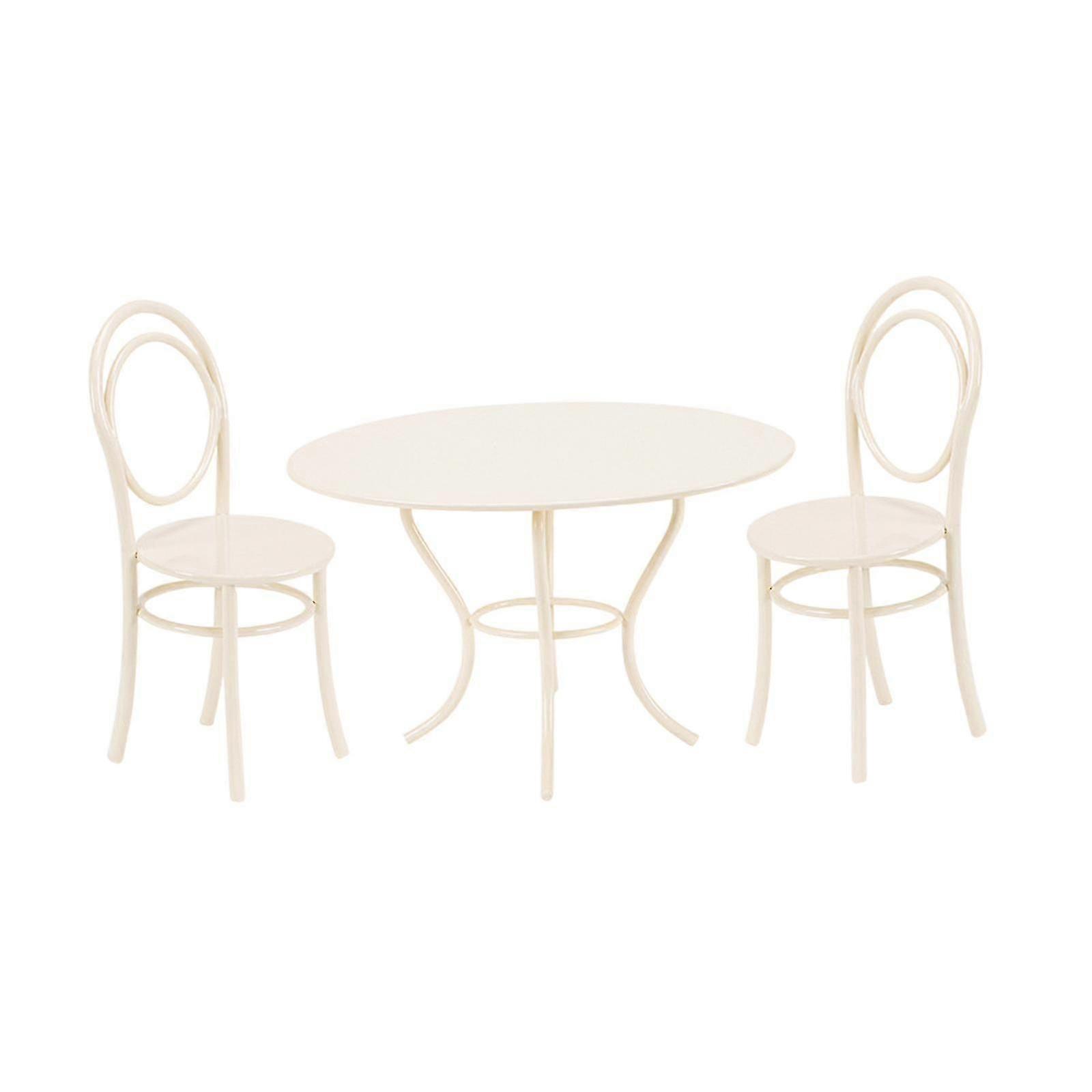 3x ミニチュア コーヒー テーブル チェア セット 1/12 ドールハウス フォト プロップ ホワイト用