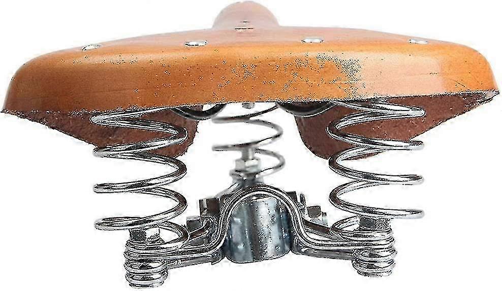 2024,genuine Leather Spring Bike Saddle, Retro Replacement Bicycle Saddle