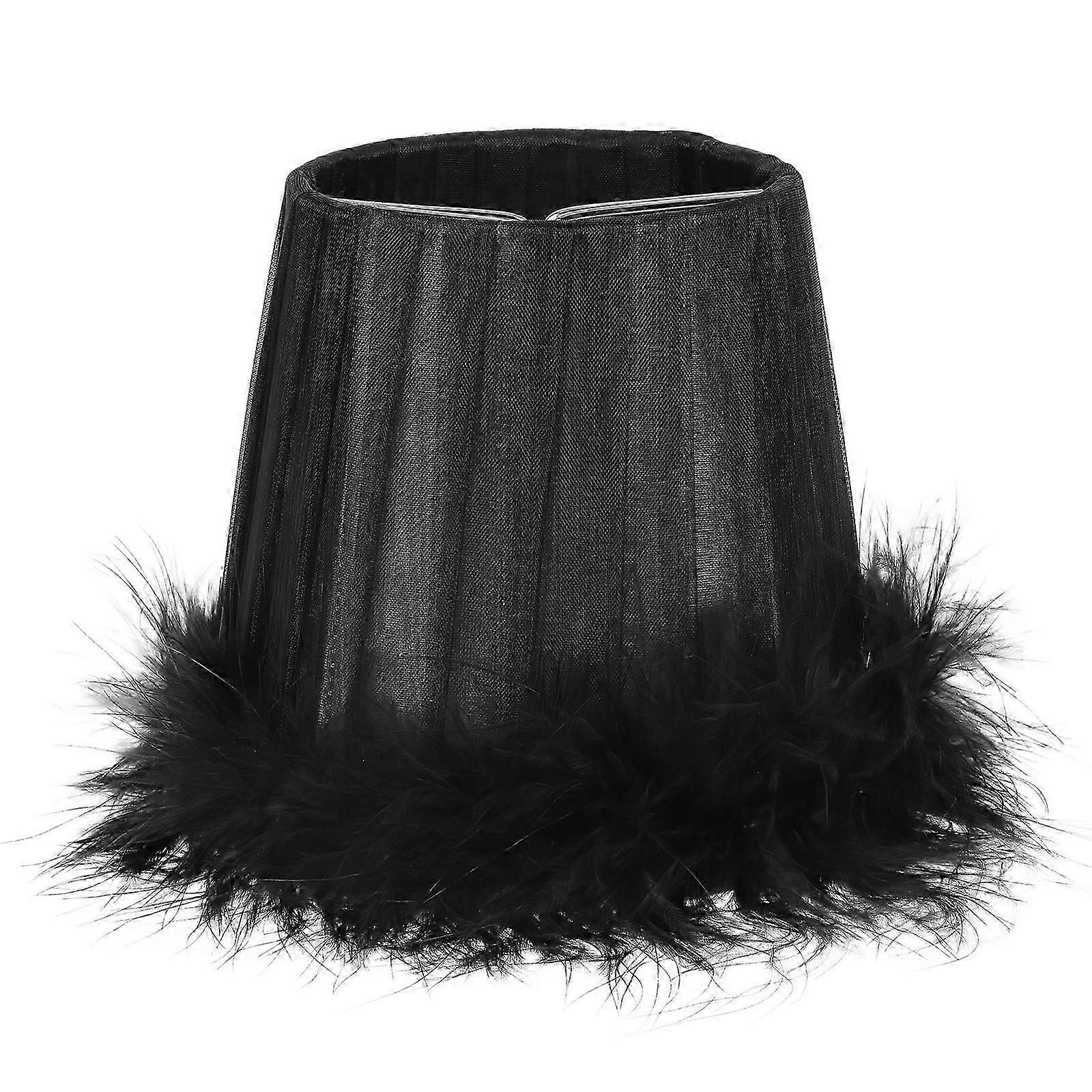 1pc Feather Lampshade Indoor Use Lamp Cover Bedside Light Decor Accessory