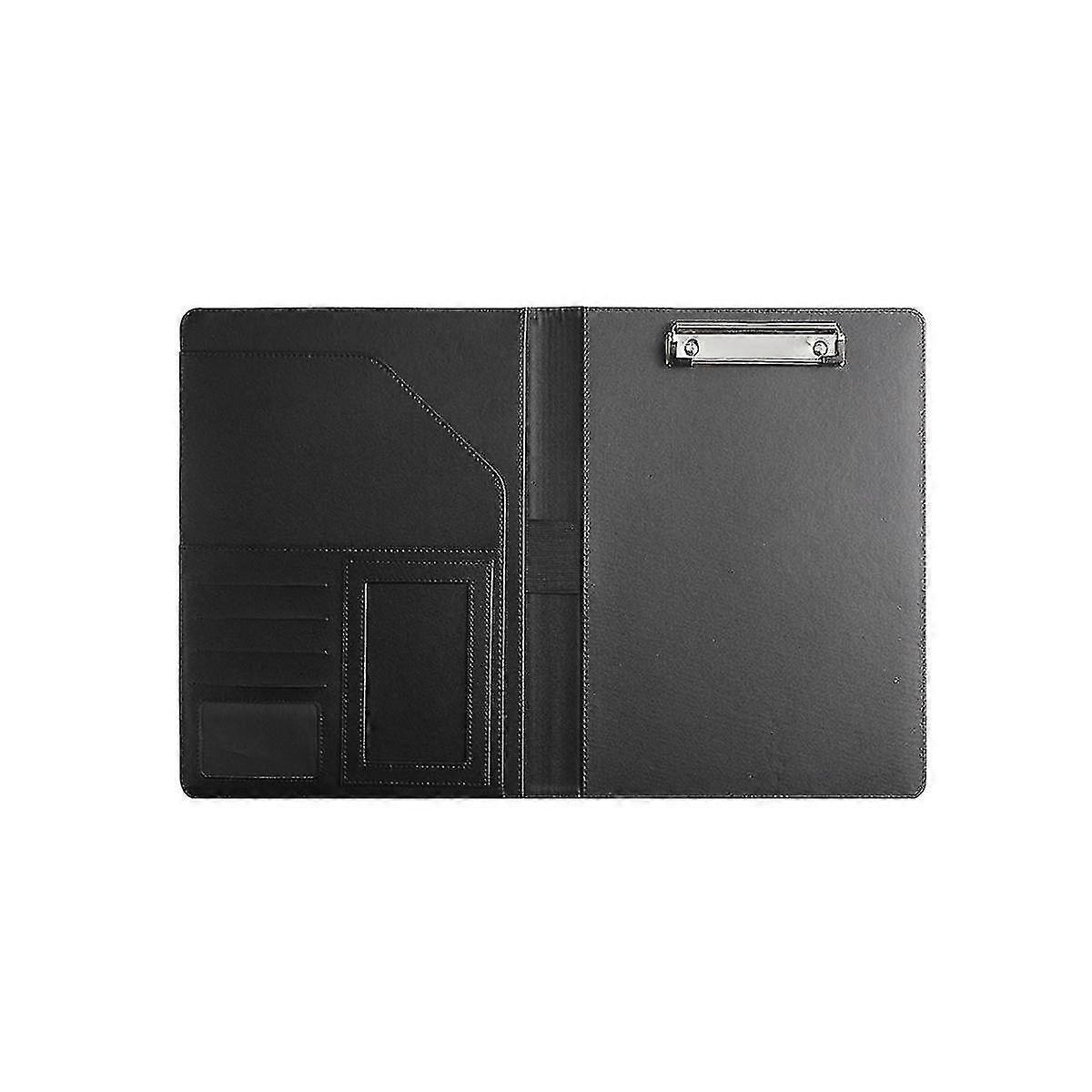 Portfolio Folder Featuring A4 Size Clipboard in Black Leather Padfolio Suitable for Professionals and Business Use for Both Men and Women
