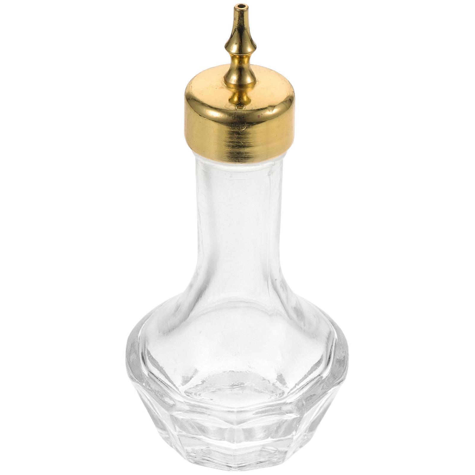 Vintage Glass Dasher Bottle with Gold Cap – Compact Lightweight Cocktail Dasher with Detachable Stopper for Elegant Bar Use