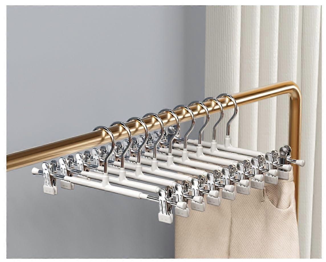 Adjustable Skirt Hangers with Clip, Set of 5, Space Saving Hangers for Jeans, Shorts, Suits, White Color, Durable Design