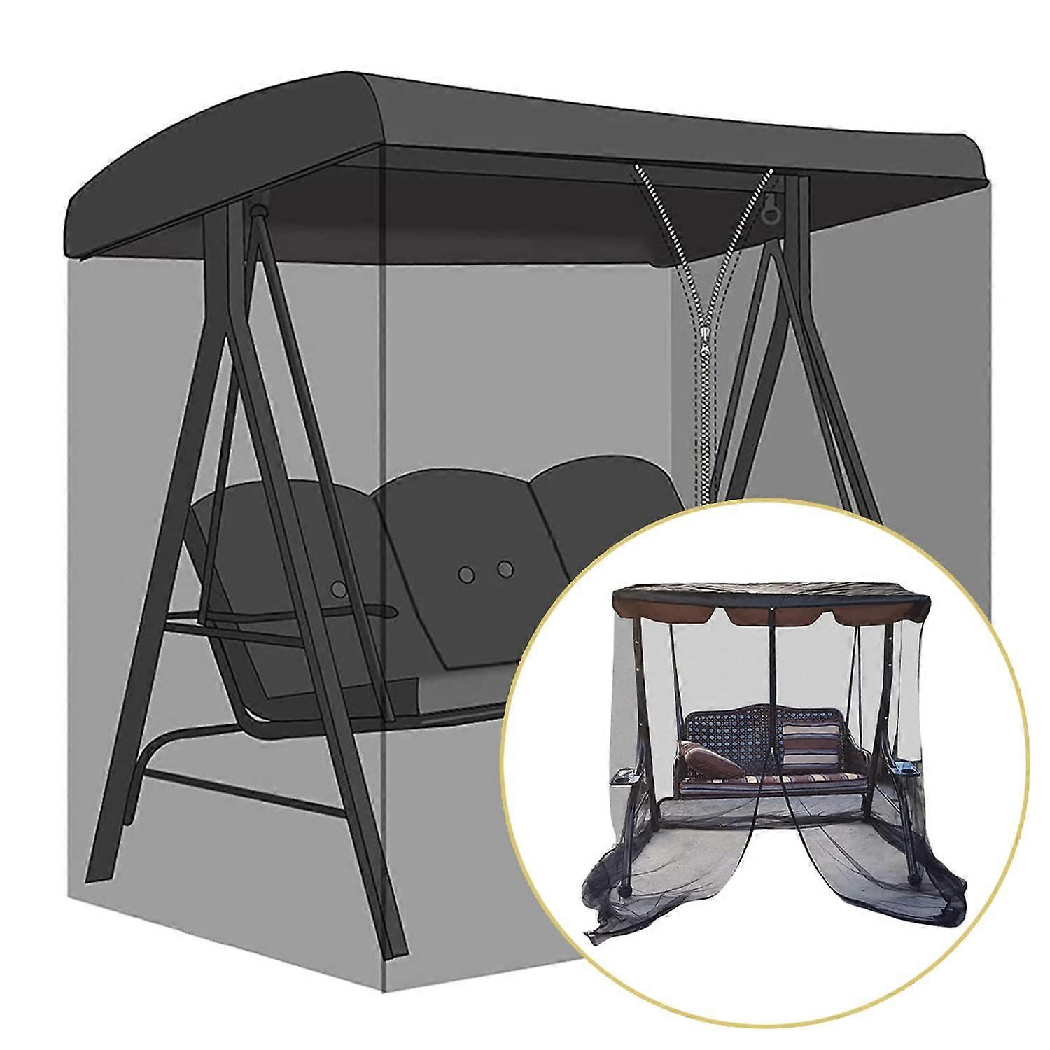 Outdoor Terrace Swing with Mosquito Net, Waterproof Polyester, Fits Two to Three People, 155x125x205 cm