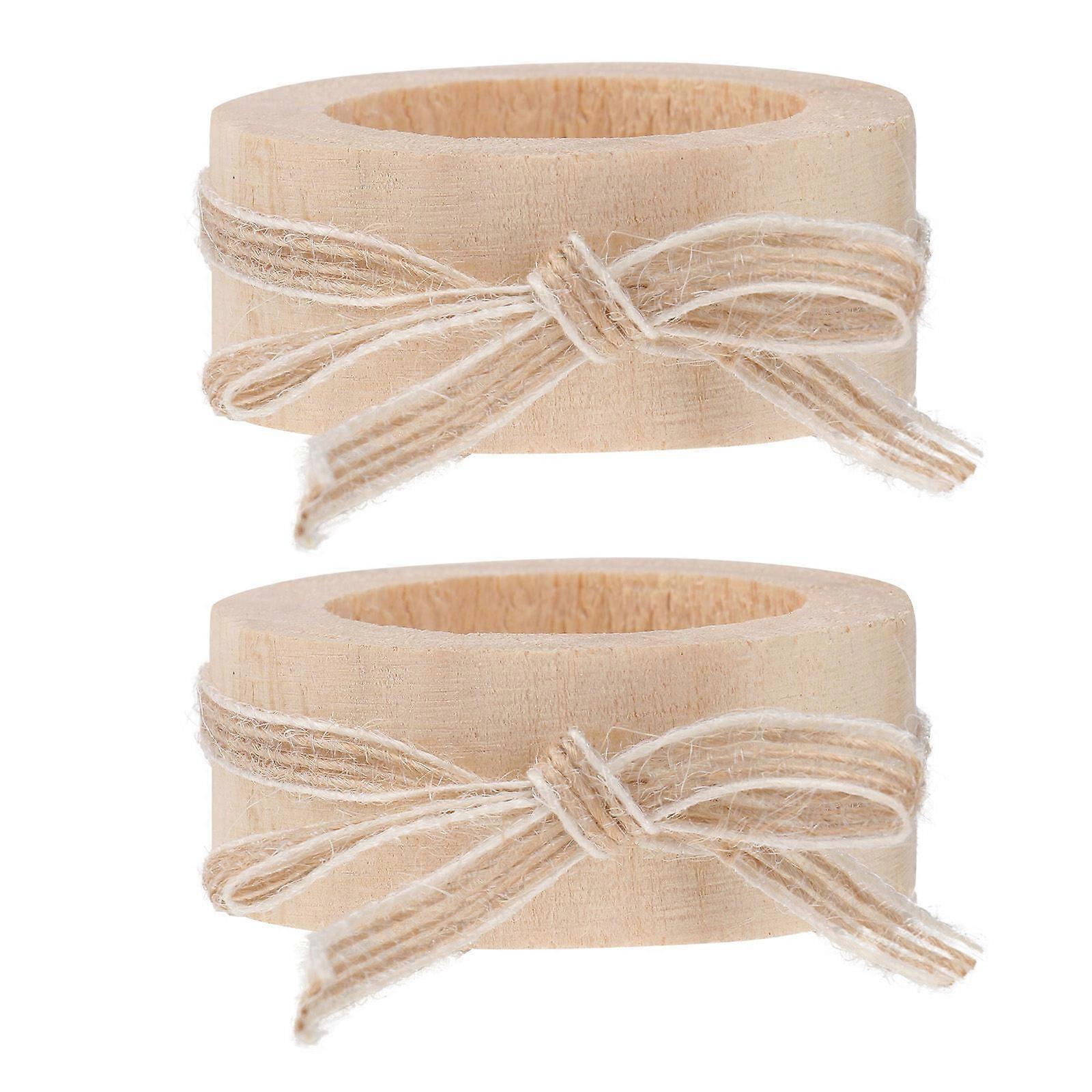 Modern Candlestick Holders Wood Candlestick Smooth Design Hemp Rope Accent Wedding Table Decor Small Size 2Pack