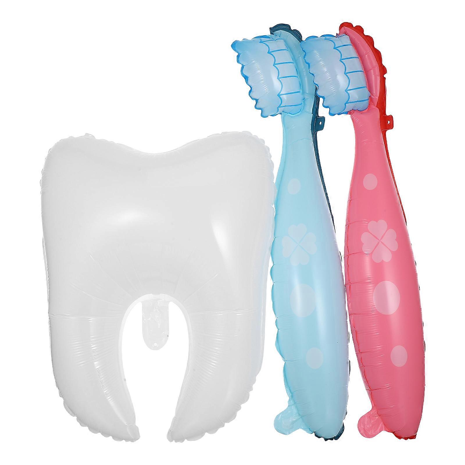3pcs Cartoon Toothbrush Balloons, Portable Lightweight Decorations for Tooth Theme Parties, Graduation & Showers, Easy Inflation for Indoor Outdoor